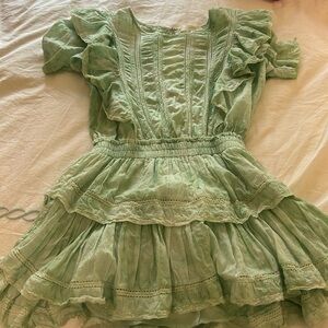 Loveshackfancy Natasha Mini Dress Green and White Size: XS No flaws :)